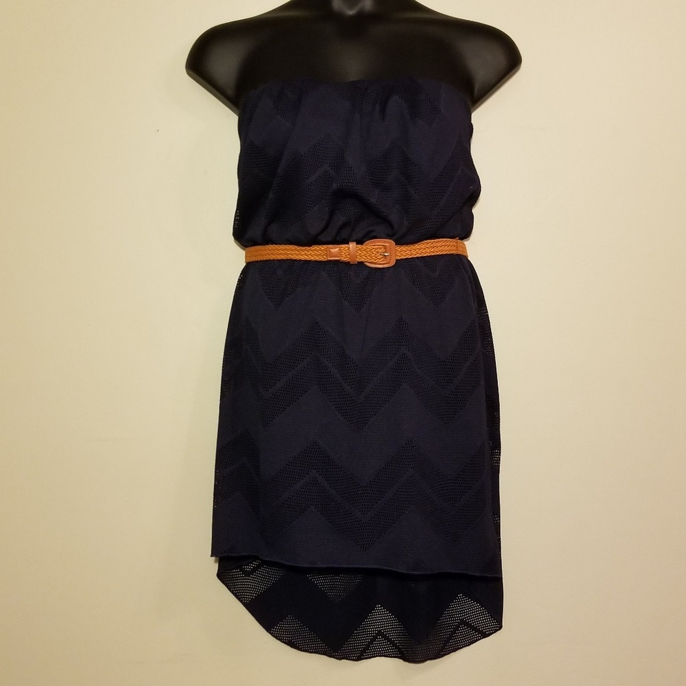 Unity Triangle crochet high low mini dress
